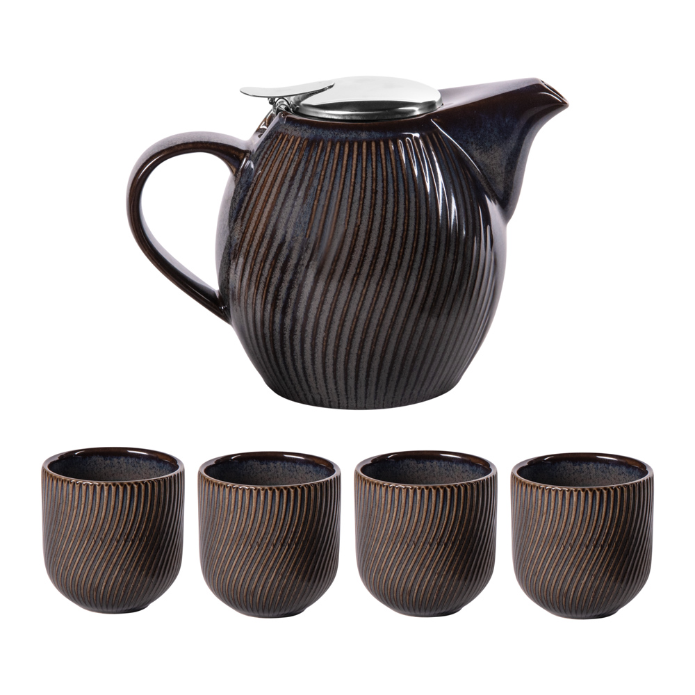 Coffret théière mao noir 0,9l et 4 gobelets - table et passion