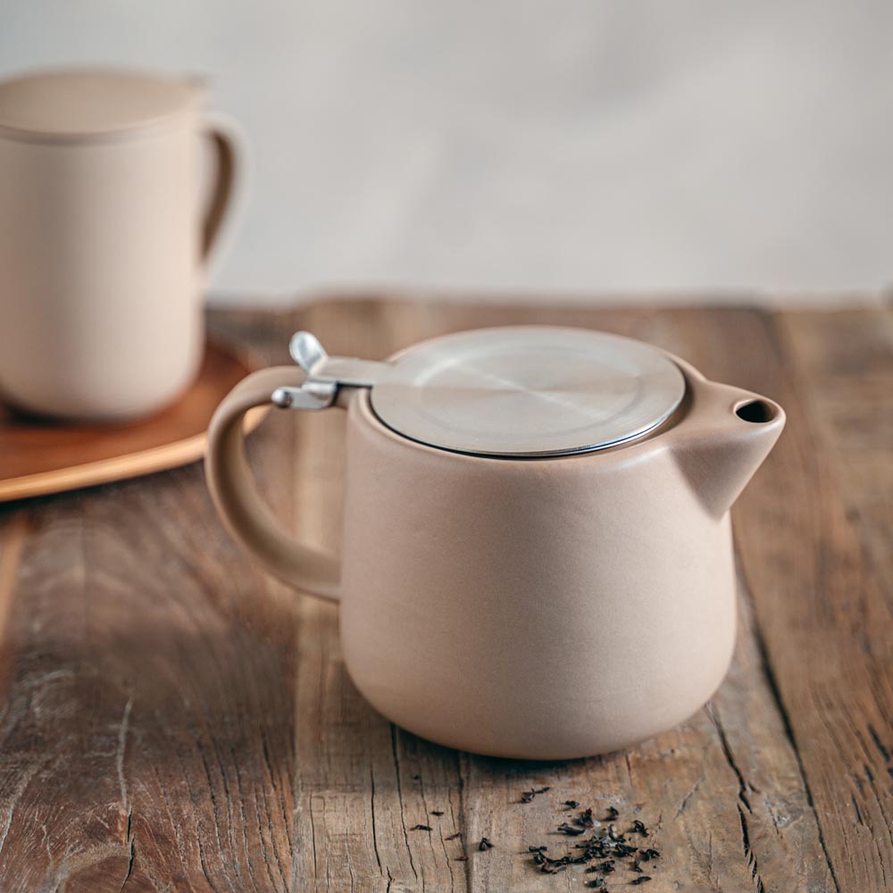 Théière en céramique uno beige 900ml - table et passion