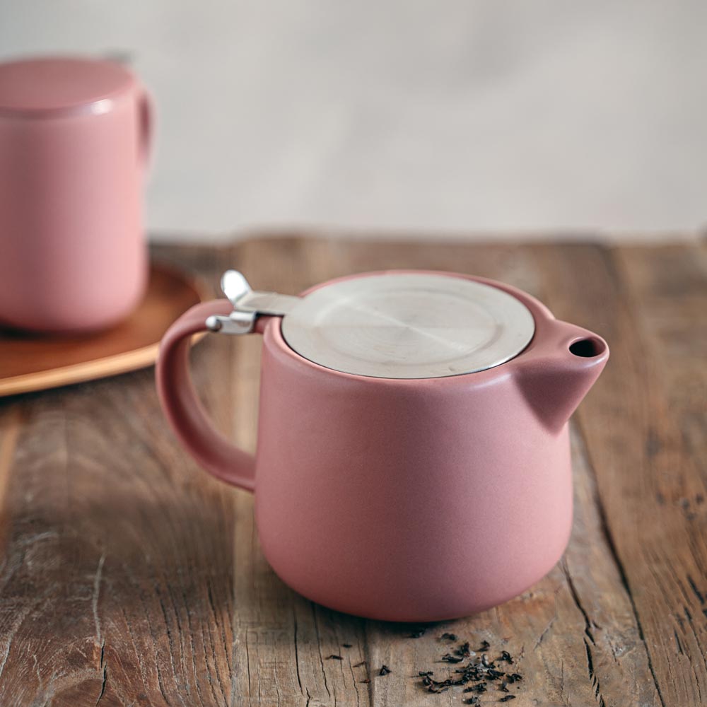 Théière en céramique uno rose 900ml - table et passion