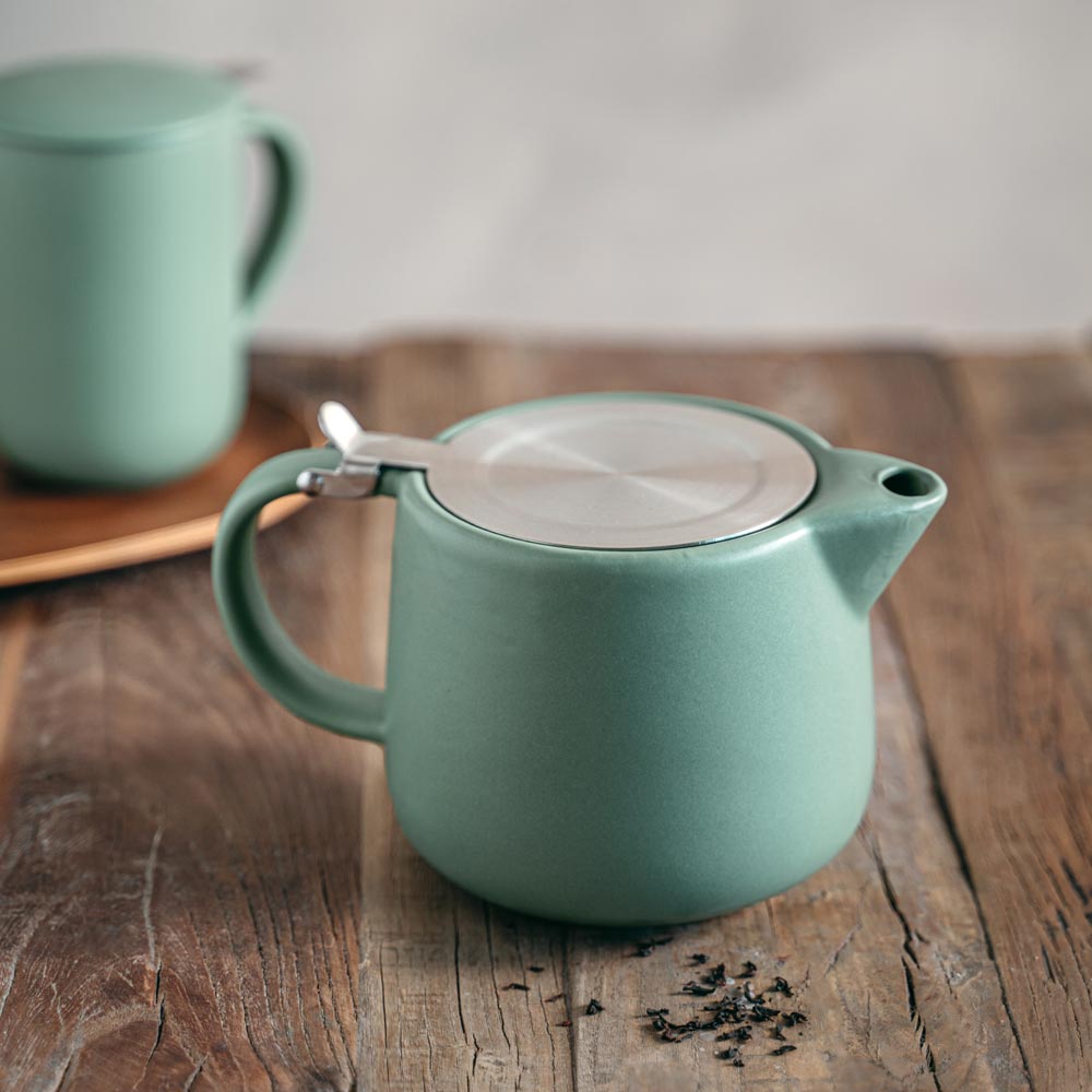 Théière en céramique uno vert amande 900ml - table et passion