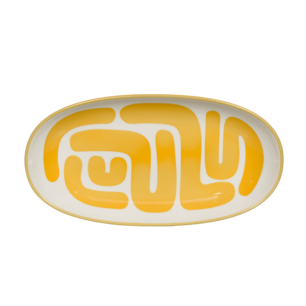 Plat ovale lulli jaune 30x15 cm - table et passion