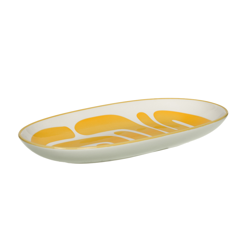 Plat ovale lulli jaune 30x15 cm - table et passion