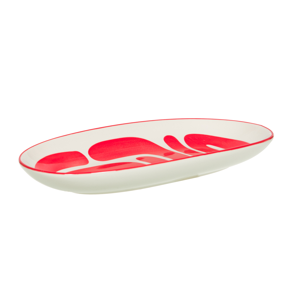 Plat ovale lulli rouge 30x15 cm - table et passion