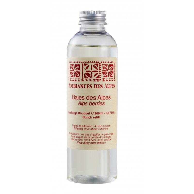 Recharge pour bouquet brins parfumes 200 ml baies des alpes - ambiances des alpes