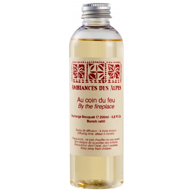 Recharge pour bouquet brins parfumes 200 ml au coin du feu - ambiances des alpes