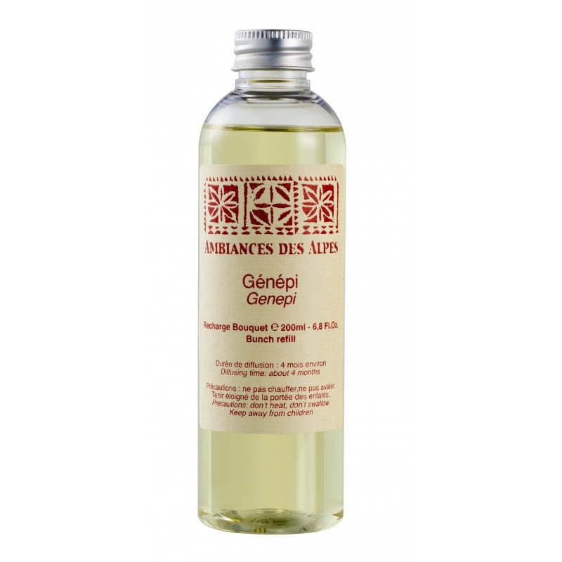 Recharge pour bouquet brins parfumes 200 ml genepi - ambiances des alpes