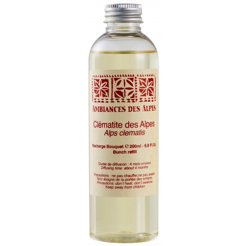 Recharge pour bouquet brins parfumes 200 ml clematite des alpes - ambiances des alpes