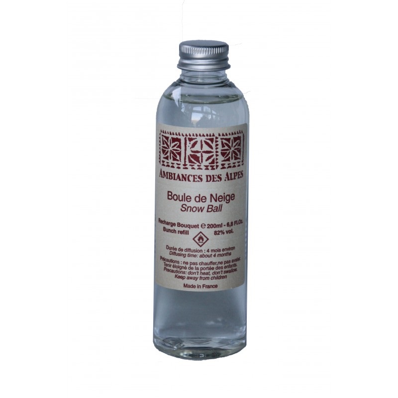 Recharge pour bouquet brins parfumes 200 ml boule de neige - ambiances des alpes