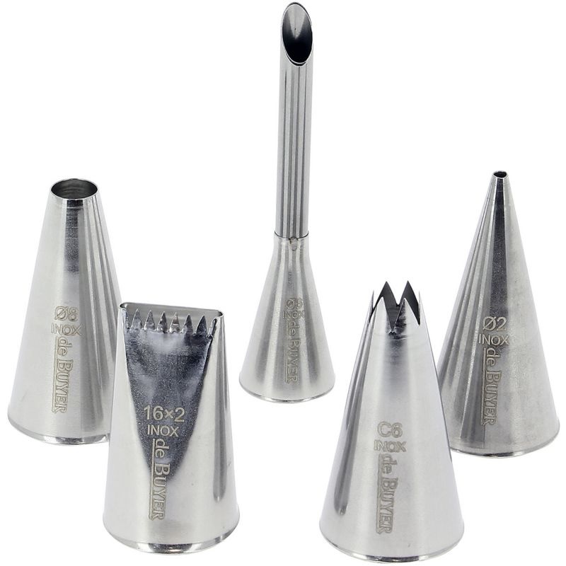 Lot de 5 douilles inox assorties pour poche a dresser - de buyer 