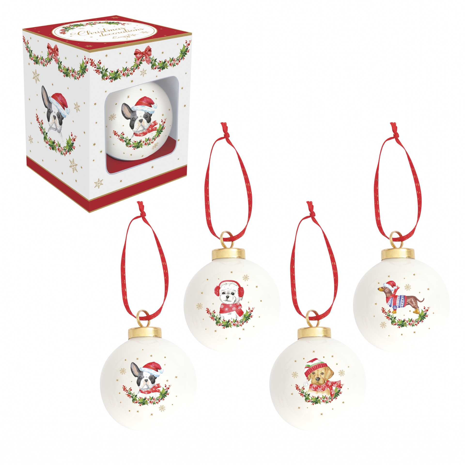 Boule de noël en boite cadeau décor chat, vendu à l'unité, modèle aléatoire - easylife