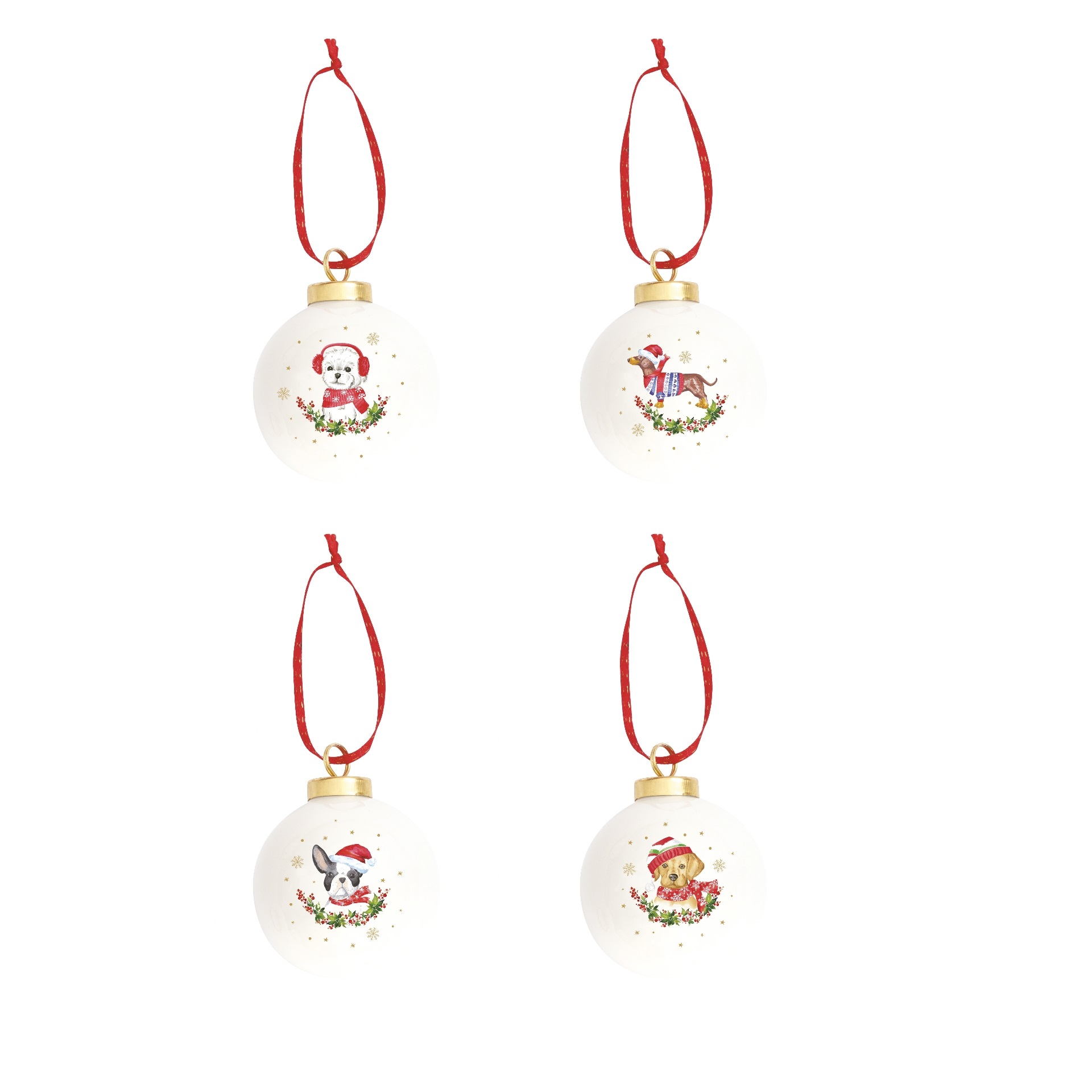 Boule de noël en boite cadeau décor chien, vendu à l'unité, modèle aléatoire - easylife