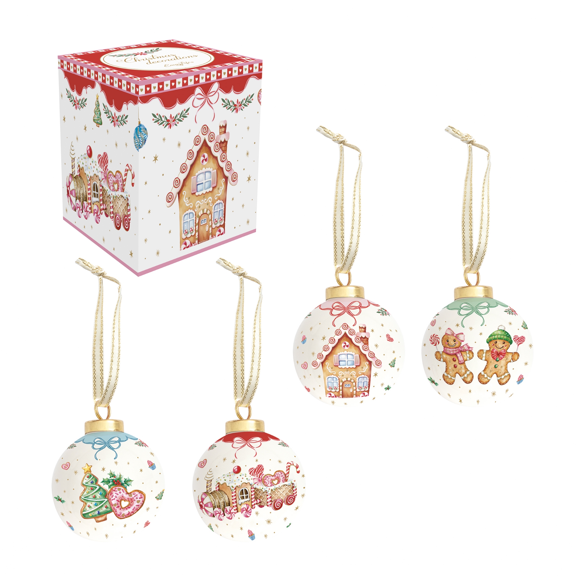 Boule de noël en boite cadeau décor sweet christmas, vendu à l'unité, modèle aléatoire - easylife