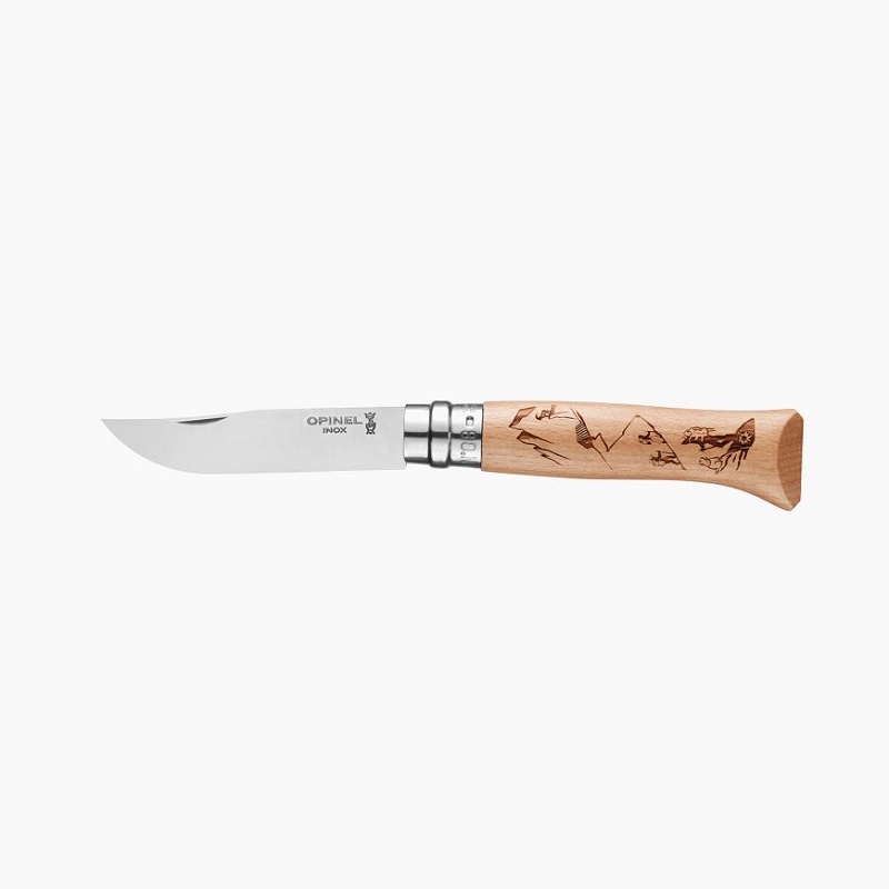 Couteau de poche pliable grave sport rando hetre naturel n°8 - opinel 