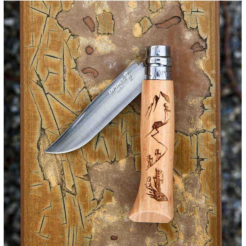 Couteau de poche pliable grave sport rando hetre naturel n°8 - opinel 