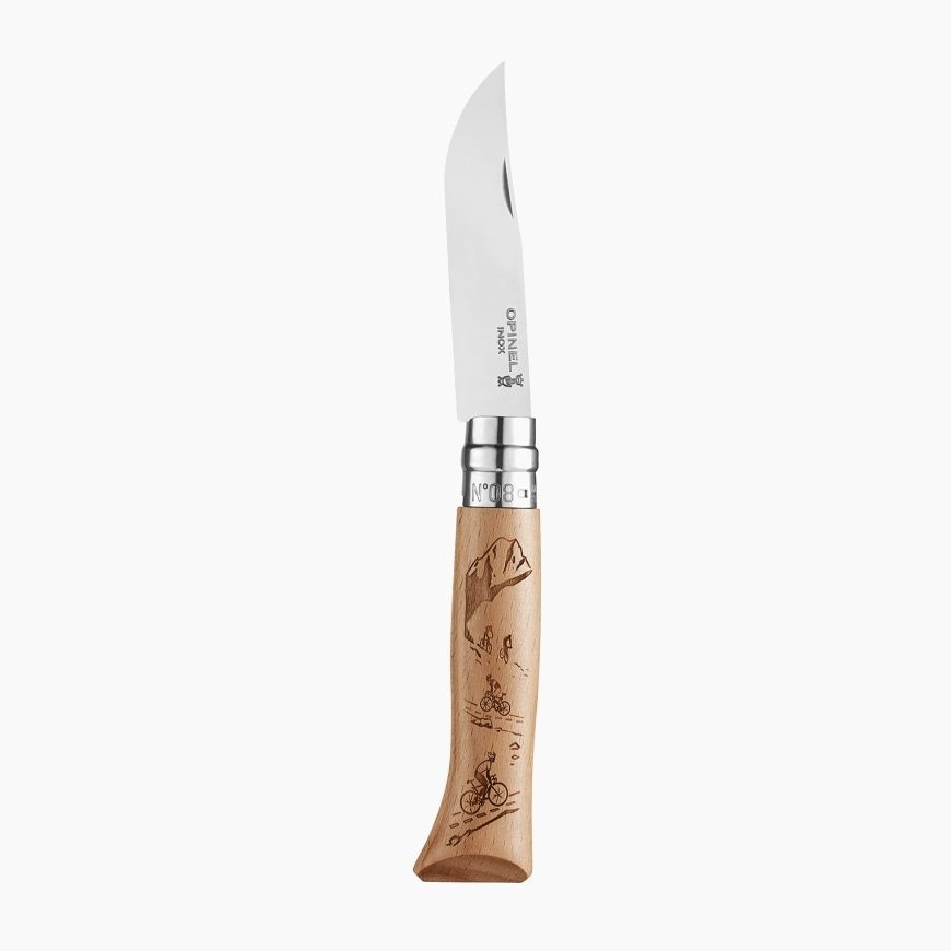 Couteau de poche pliable grave sport velo hetre naturel n°8 - opinel 