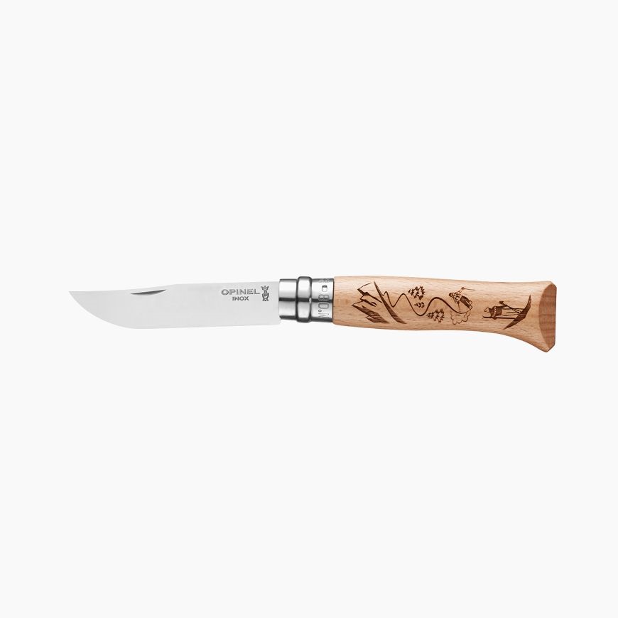 Couteau de poche pliable grave sport ski hetre naturel n°8 - opinel 
