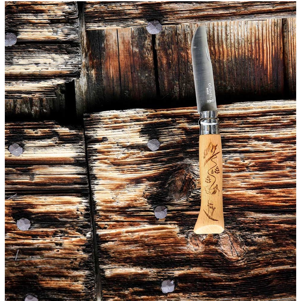 Couteau de poche pliable grave sport ski hetre naturel n°8 - opinel 
