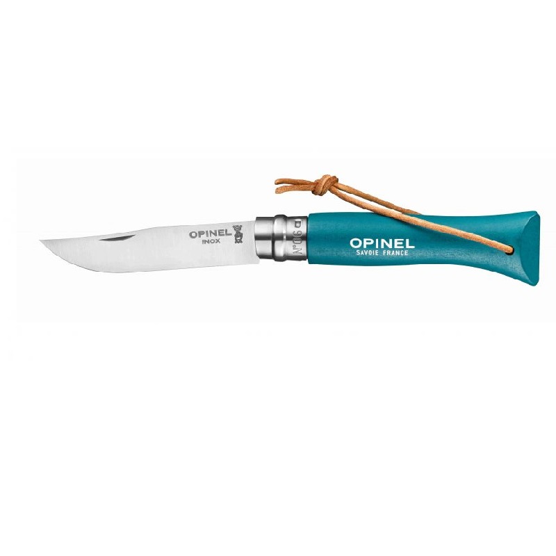 Couteau de poche pliable baroudeur turquoise n°6 - opinel 