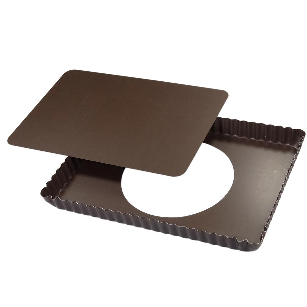 Moule atarte rectangulaire fond amovible metal anti-adherent - ustensiles a patisserie - gobel