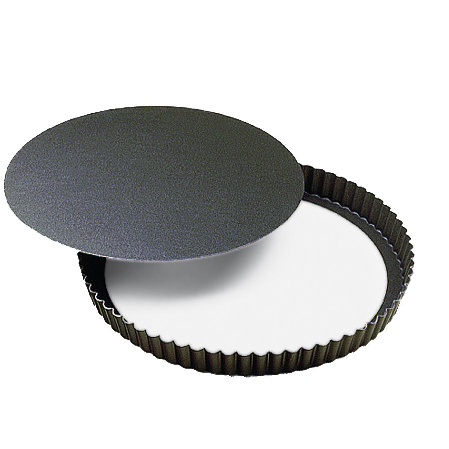 Moule a tarte / tourtiere ronde cannelee fond amovible anti-adherent 26 cm - gobel 