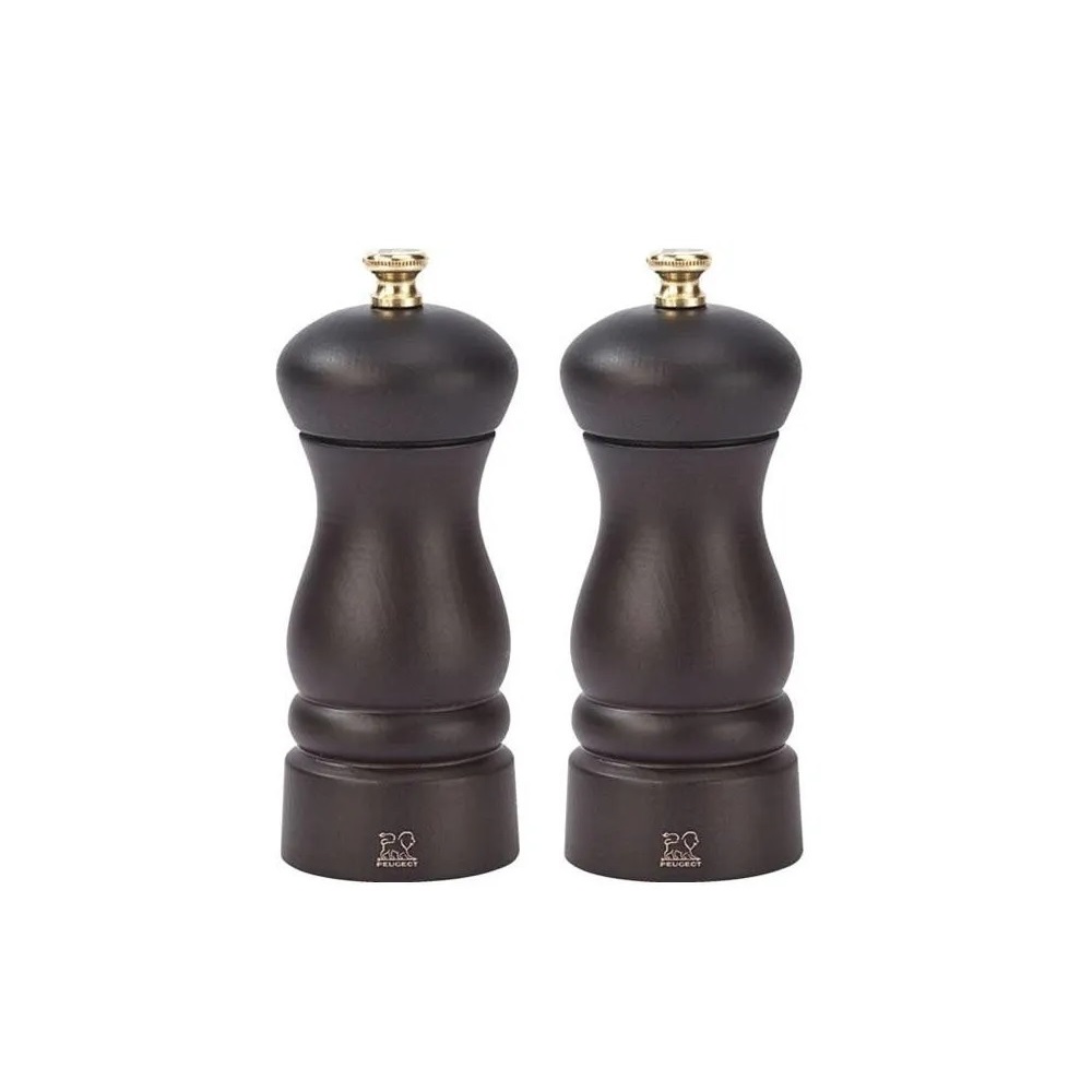 Clermont duo moulin à sel et moulin à poivre en bois chocolat 13 cm - peugeot saveurs