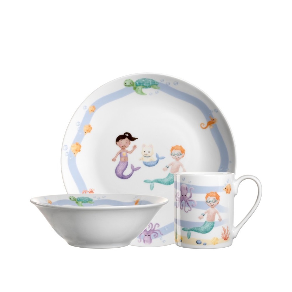 Ensemble vaisselle enfant 3 pièces bambini avventura la mer - leonardo