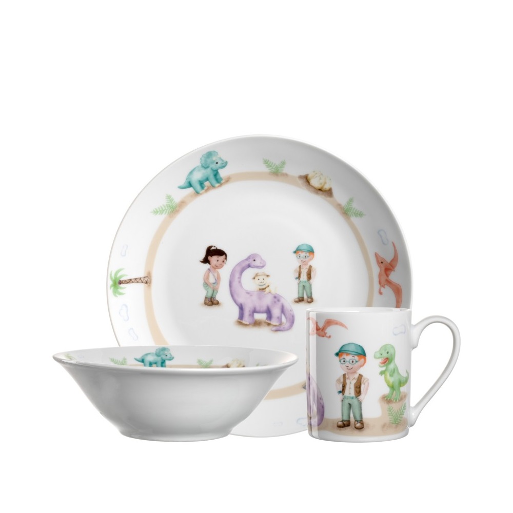 Ensemble vaisselle enfant 3 pièces bambini avventura les dinosaures - leonardo