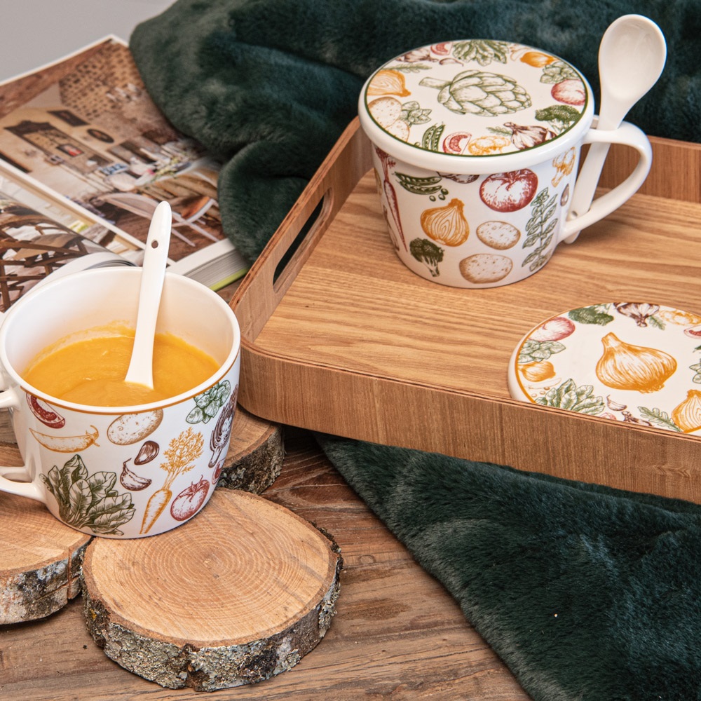 Bol à soupe antan avec couvercle et cuillère 75 cl vendu à l'unité, modèle aléatoire - table et passion 