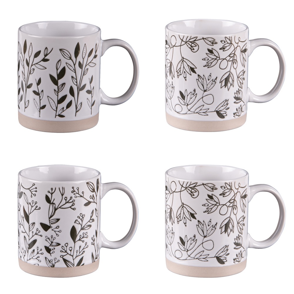 Coffret cadeau de 4 mugs bucolique assortis 35 cl - table et passion 