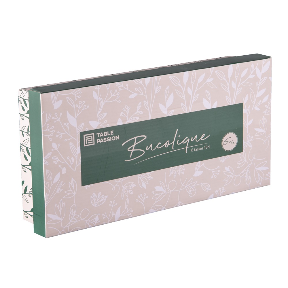Coffret cadeau de 6 tasses à café 18 cl bucolique assortis - table et passion 