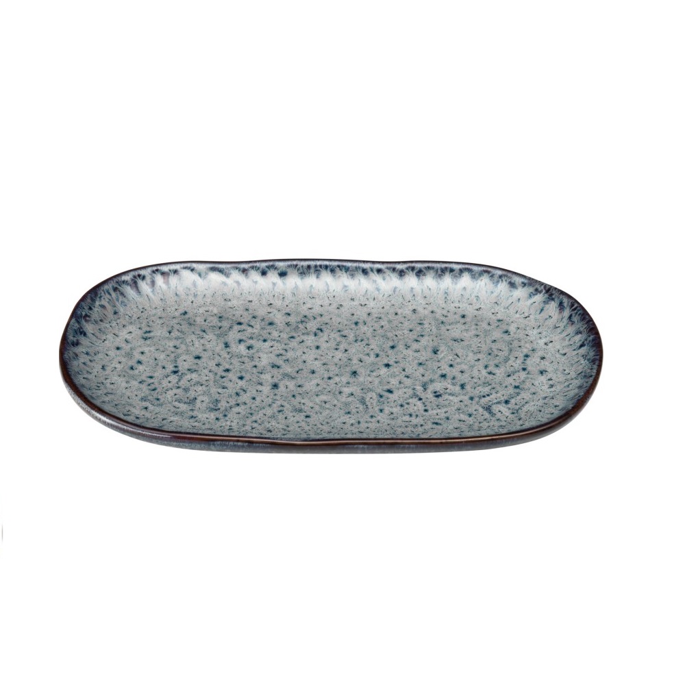 Plat a cake en ceramique matera gris 22x12 cm - leonardo