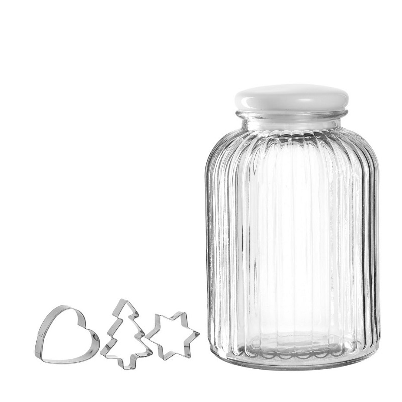 Boite a biscuit en verre + 3 emportes pieces - leonardo