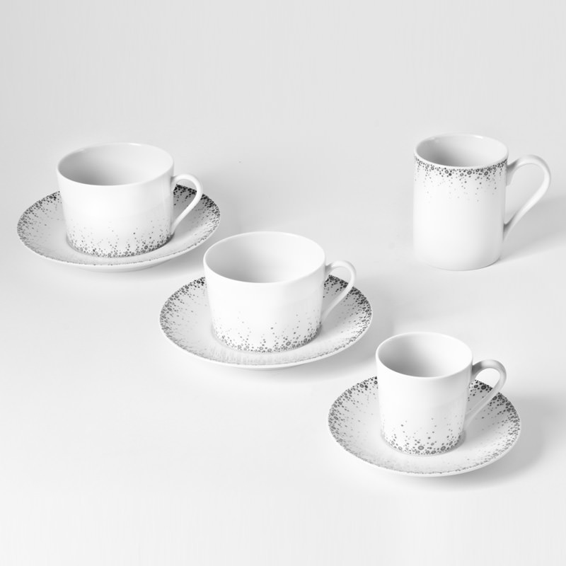 Lot de 4 tasses a dejeuner 34 cl borealis gris - table et passion