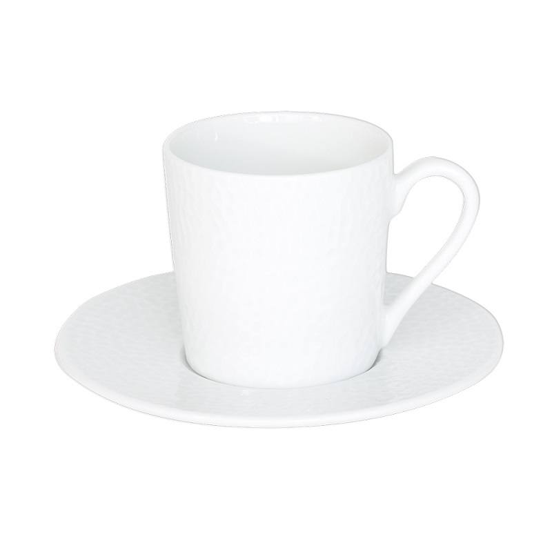 Lot de 6 tasses a cafe avec soucoupes louna blanc 12 cl - table et passion 