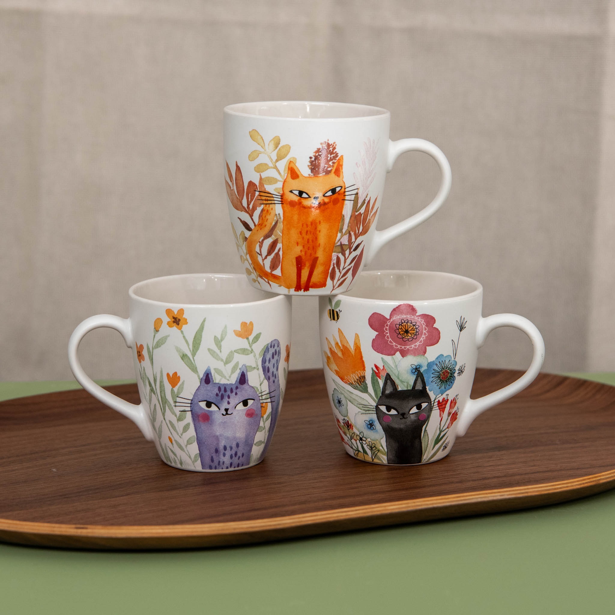 Coffret cadeau de 6 tasses chat 23 cl savannah assortis - table et passion 