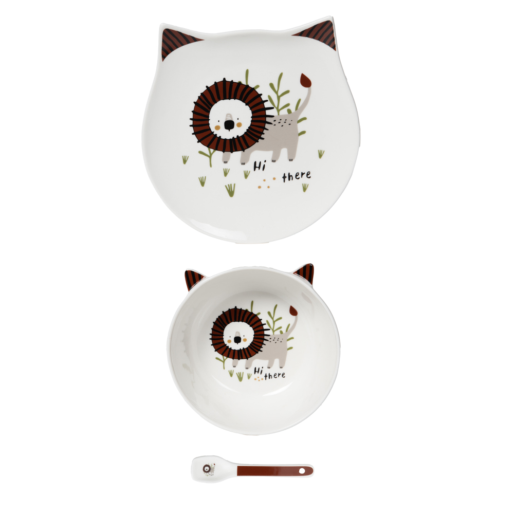 Service vaisselle enfant 3 pièces lion - table et passion