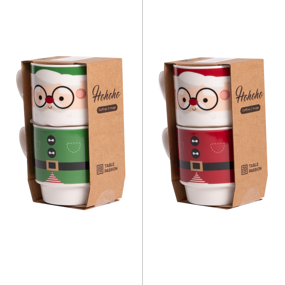Coffret 2 mugs hohoho 30cl vendu à l'unité, couleur aléatoire - table et passion 