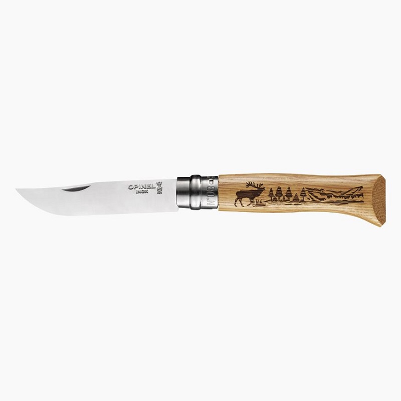Couteau de poche pliable animalia cerf chene n°8 - opinel 