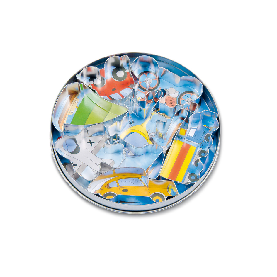 Boite 15 cm avec 7 emporte pieces theme transport - stadter