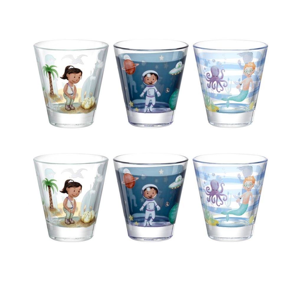 Lot de 6 verres bambini avventura assortis - leonardo