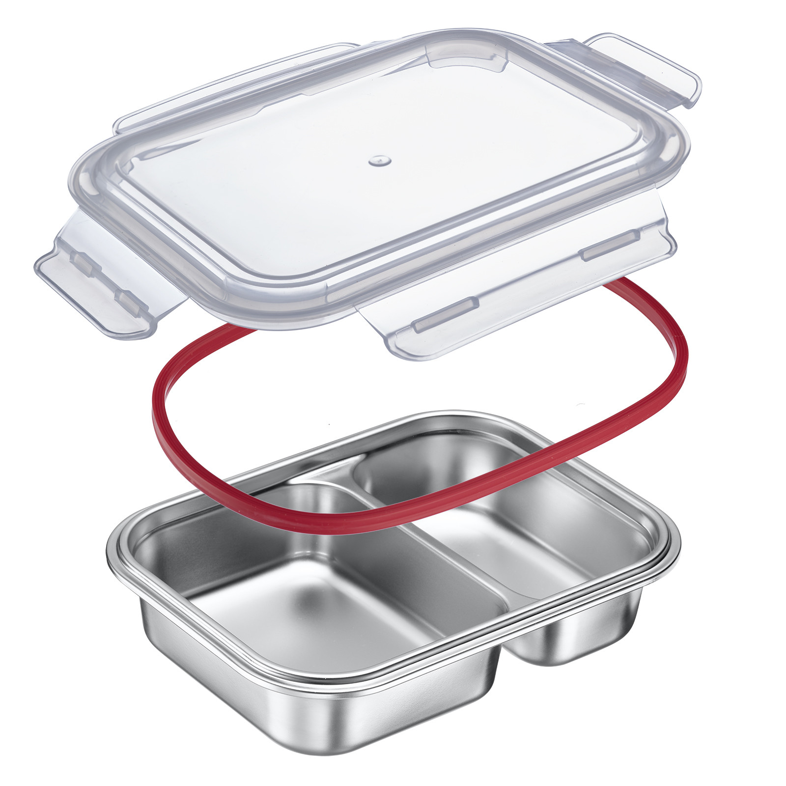 Lunch box, boîte de conservation en acier inox, divisée, 450 + 280 ml, compatible micro-ondes - westmark