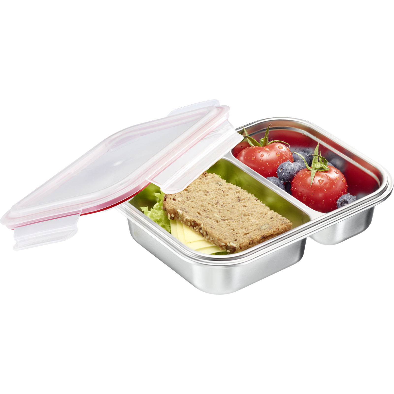 Lunch box, boîte de conservation en acier inox, divisée, 450 + 280 ml, compatible micro-ondes - westmark