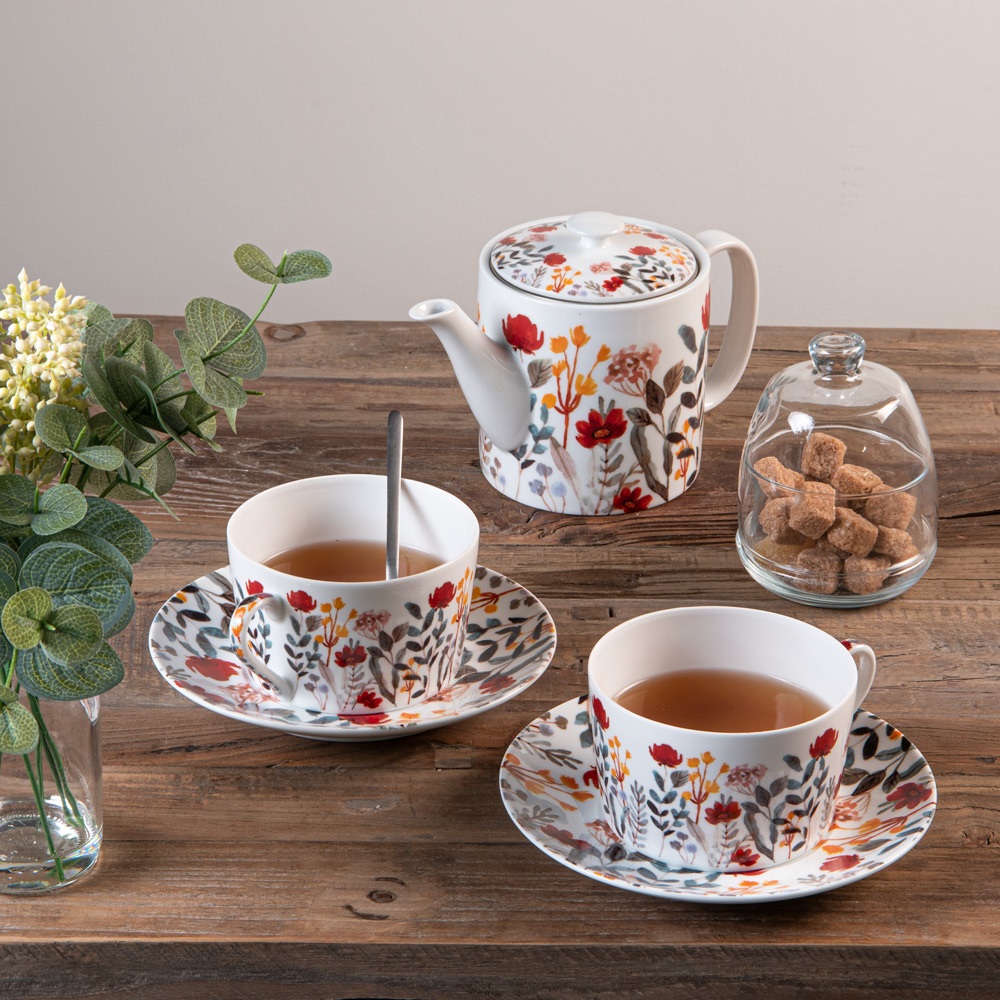 Coffret de 4 tasses à thé et sous tasses 18 cl flor- table et passion 
