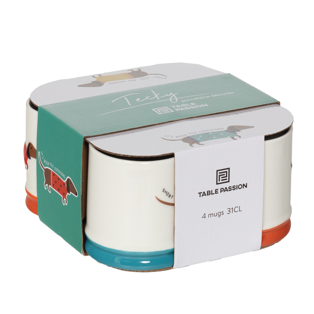 Coffret de 4 mugs tecky 31 cl - table et passion 