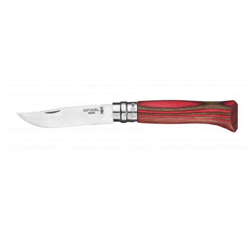 Couteau de poche tradition bouleau lamelle rouge n°8 - opinel 