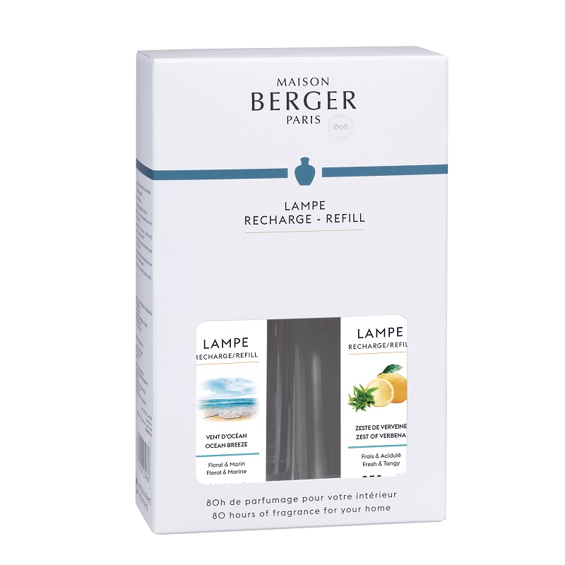 Duopack institutionnel recharges parfum vent d'ocean et zeste de verveine - maison berger paris