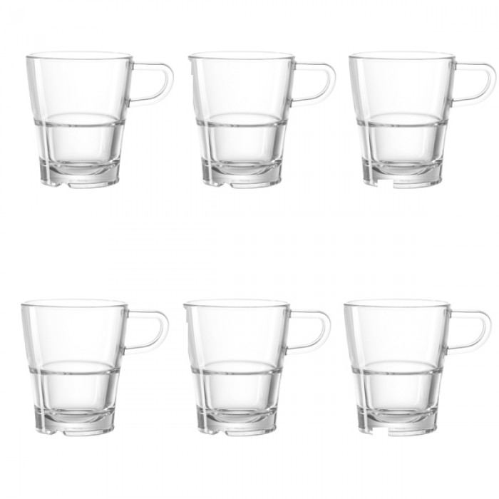 Lot de 6 mugs a cappuccino empilables senso transparent - leonardo