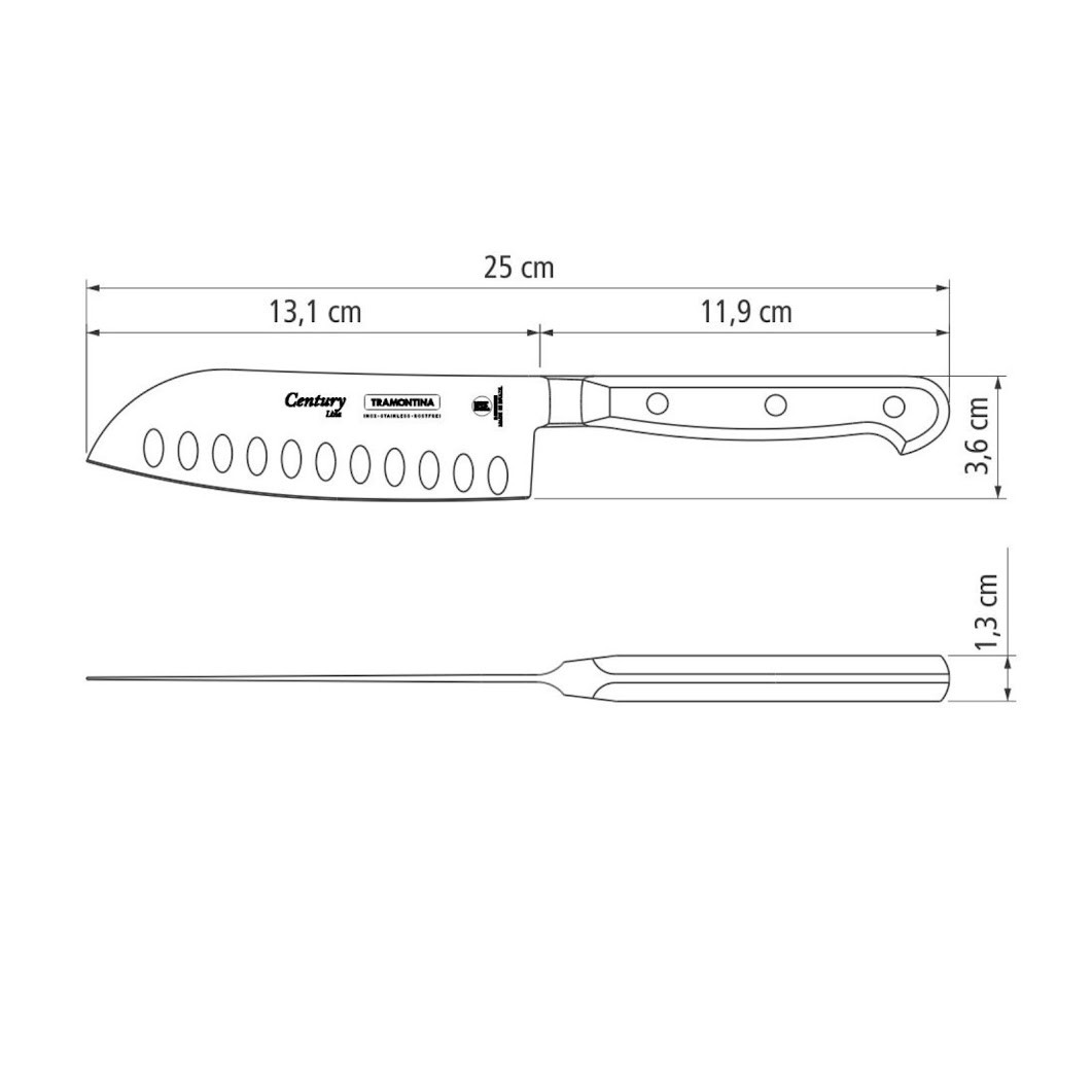 Couteau santoku century, 13cm, inox forgé - tramontina