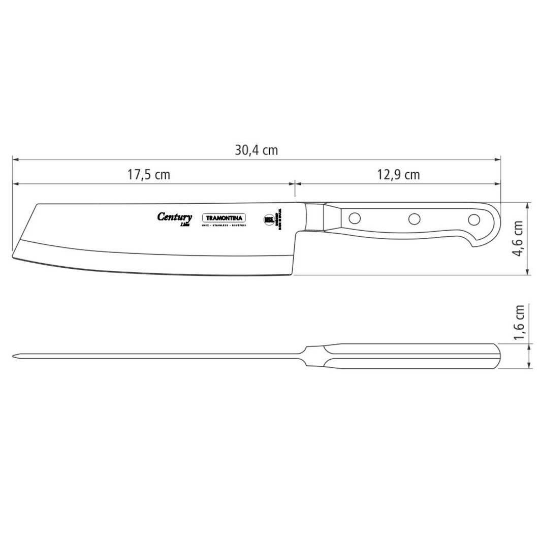Couteau nakiri century, 18cm, inox forgé - tramontina