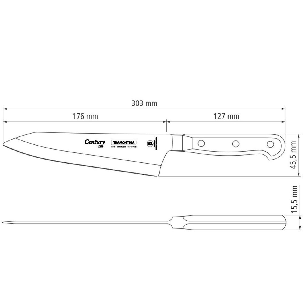 Couteau rocking santoku century, 18cm, inox forgé - tramontina